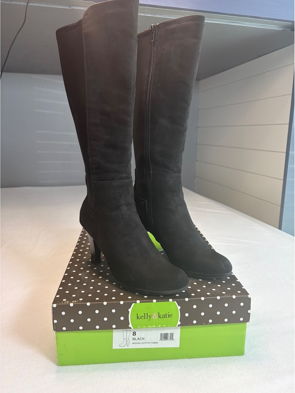 Kelly & Katie Black Knee-High Heeled Boots Size 8